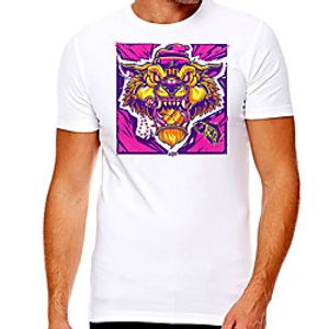 Men's Unisex Tee T shirt Hot Stamping Graphic Prints Lion Plus Size Print Short Sleeve Casual Tops Cotton Basic Designer Big and Tall White Lightinthebox