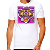 Men's Unisex Tee T shirt Hot Stamping Graphic Prints Lion Plus Size Print Short Sleeve Casual Tops Cotton Basic Designer Big and Tall White Lightinthebox - thumbnail