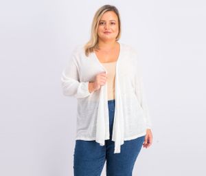 Plus Four Way Linen-Blend Cardigan  White