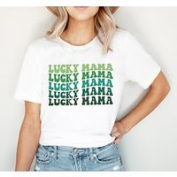 Women's T shirt Tee Cotton Letter Shamrock Party St.Patrick's Day Holiday White Print Short Sleeve Classic Round Neck Lucky Mama Shirt Clover Shirt Womens St Patrick's Day T-Shirt St Patricks Tee Lightinthebox - thumbnail