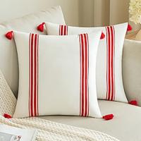 Line Style Decorative Toss Pillow Cover Red Embroidery Tassel for Garden Patio Bedroom Livingroom Sofa Couch Chair Lightinthebox