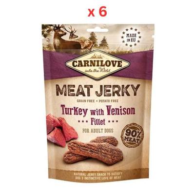 Carnilove Jerky Snack Turkey with Venison Fillet 100g Pack Of 6 Carnilove Jerky Snack Turkey with Venison Fillet 100g Pack Of 6