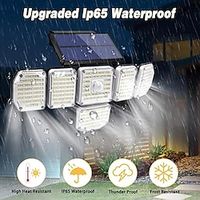 6-Head Solar Wall Lamp with Remote Control 3-color Dimming Courtyard, Garden, Garage, High Brightness Street Light Lightinthebox