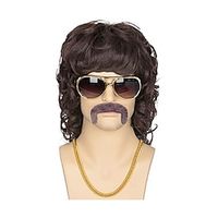 Men's Brown 70s Wig for Halloween Party Long Curly Wig for Men Women(Only Wig) miniinthebox