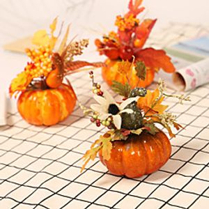 Halloween Simulation Pumpkin Table Pendulum Harvest Festival Autumn Color Decoration Props Maple Leaf Pomegranate Home Decoration miniinthebox