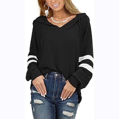 Women's Hoodie Sweatshirt Pullover Plain Active Sportswear Drawstring Black White Wine Casual Sports Hoodie Long Sleeve Top Micro-elastic Spring   Fall Lightinthebox
