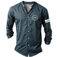 National Flag Men's Fashion Casual 3D Printed Shirt Outdoor Daily Wear Vacation Spring  Summer Standing Collar Long Sleeve Black Army Green Navy Blue S M L 4-Way Stretch Fabric Shirt Lightinthebox