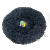 Grizzly Velor Round Plush Dark Grey Dog Bed Small - 50 x 15cm