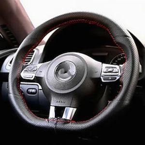 StarFire Car steering wheel cover leather hand-sewn four seasons universal handle cover anti-slip sweat-absorbing head layer leather cover car steering wheel cover Lightinthebox