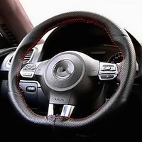 StarFire Car steering wheel cover leather hand-sewn four seasons universal handle cover anti-slip sweat-absorbing head layer leather cover car steering wheel cover Lightinthebox - thumbnail