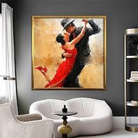 Hand Painted Tango Dancer Oil Painting Handmade Wall Tango Dancer Art Dance  Woman Wall Art Women Canvas Art Colorful Wall Art Woman Figure Wall Painting Home Decoration Decor Rolled Canvas Lightinthebox - thumbnail