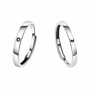 sterling silver adjustable rings couples promise engagement rings for him and her set sun and moon i love you rings Lightinthebox