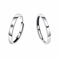 sterling silver adjustable rings couples promise engagement rings for him and her set sun and moon i love you rings Lightinthebox - thumbnail