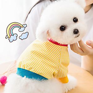 Dog Cat Shirt / T-Shirt Vest Plaid Basic Adorable Cute Casual / Daily Dog Clothes Puppy Clothes Dog Outfits Breathable Yellow Costume for Girl and Boy Dog Cotton Fabric XS S M L XL XXL miniinthebox