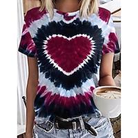 Women's T shirt Tee 100% Cotton Ombre Heart LOVE Daily Wine Short Sleeve Stylish Crew Neck Summer Lightinthebox