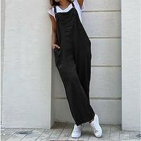 Women's Overall Solid Color Casual Casual Daily Regular Fit Sleeveless Green Black Gray S M L Summer Lightinthebox - thumbnail