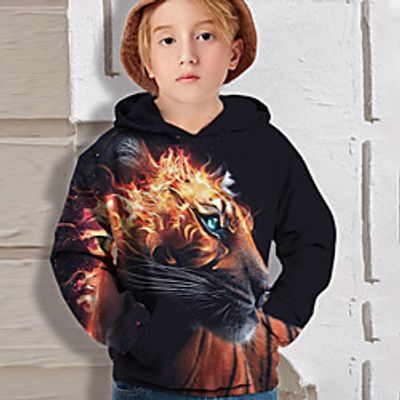 Kids Boys' Hoodie Long Sleeve 3D Print Animal Black Children Tops Fall Active Regular Fit 4-12 Years Lightinthebox