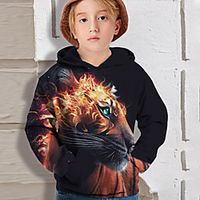 Kids Boys' Hoodie Long Sleeve 3D Print Animal Black Children Tops Fall Active Regular Fit 4-12 Years Lightinthebox - thumbnail
