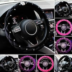 Auto Car Steering Wheel Cover Crystal Crown Rhinestone Plush Anti-slip For 14.57 (37CM) to 15 (38CM) Steering-wheel miniinthebox