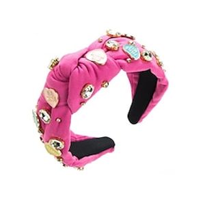 Valentines Day Headbands Accessories for Women XOXO Love Massage Heart Headband Red Pink Heart Crystal Knotted Headband Jeweled Wide Top Knot Headband Valentines Day Gifts Lightinthebox