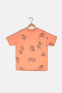 Kids Boys All Over Print T-Shirt  Orange