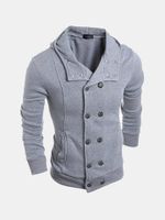 Mens Double Breasted Solid Hoodies