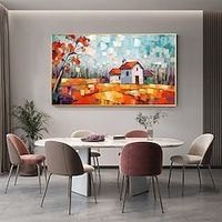 Oil Painting Hand Painted Horizontal Landscape Floral / Botanical Classic Modern Stretched Canvas miniinthebox - thumbnail
