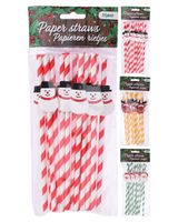 Homesmiths Christmas Drinking Straw Paper 16 Piece Set Assorted 1 Pack - thumbnail