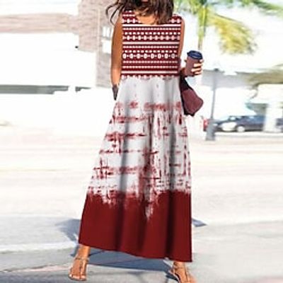 Women's Shift Dress Maxi long Dress Purple Yellow Red Sleeveless Geometric Tie Dye Print Spring Summer U Neck Casual Vacation 2022 S M L XL XXL 3XL Lightinthebox Women's Shift Dress Maxi long Dress Purple Yellow Red Sleeveless Geometric Tie Dye Print Spring Summer U Neck Casual Vacation 2022 S M L XL XXL 3XL Lightinthebox