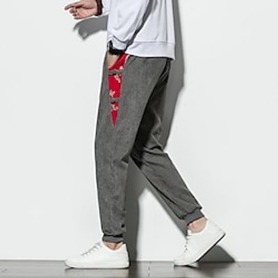 Men's Joggers Trousers Casual Pants Pocket Drawstring Elastic Waist Color Block Comfort Breathable Full Length Daily Going out Streetwear Cotton Blend Corduroy Stylish Casual Coffee Light Blue Lightinthebox