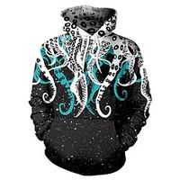 Men's Pullover Hoodie Sweatshirt Black Hooded Graphic Octopus Print Daily Sports Streetwear 3D Print Casual Big and Tall Athletic Spring Summer Clothing Apparel Hoodies Sweatshirts  Long Sleeve miniinthebox - thumbnail