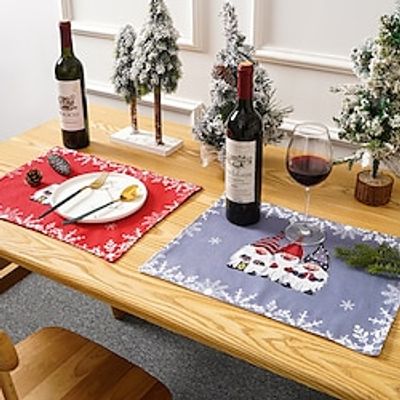 Red Christmas Meal Mat Nordic Style Household Cup Mat Insulated Bowl and Plate Mat Hollowed out Western Meal Mat Cross Border Table Mat miniinthebox