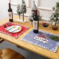 Red Christmas Meal Mat Nordic Style Household Cup Mat Insulated Bowl and Plate Mat Hollowed out Western Meal Mat Cross Border Table Mat miniinthebox - thumbnail