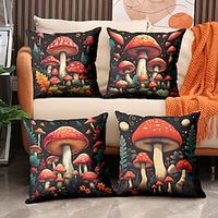 1PC Red Psychedelic Mushrooms Double Side Pillow Cover Soft Decorative Square Cushion Case Pillowcase for Bedroom Livingroom Sofa Couch Chair miniinthebox