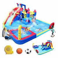 Megastar 10 In 1 Inflatable H20 Water Fight Bounce House Water Park For Kids, Slide Waterslide With Splash Pool & Basketball & Climbing Wall & Dual Pools & Soccer, Includes Blower - 18.92 X 17.08 X 8.08Ft - thumbnail