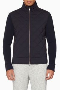 Navy-Blue Wool Elements Bomber Jacket