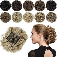 Rose bud Chignon Hairpiece Curly Bun Extensions Scrunchie Updo Synthetic Combs in Messy Bun Hair Piece for Women Natural Blonde Lightinthebox