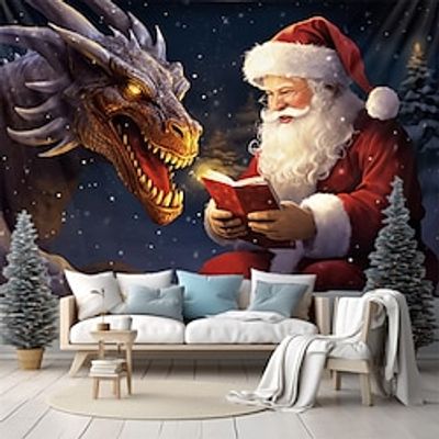 Christmas Santa Dragon Hanging Tapestry Wall Art Xmas Large Tapestry Mural Decor Photograph Backdrop Blanket Curtain Home Bedroom Living Room Decoration miniinthebox