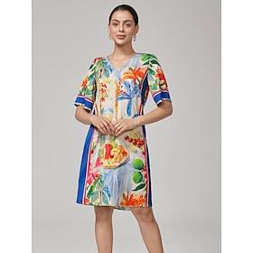 Fruit Floral Straight V-neck Mini Dress