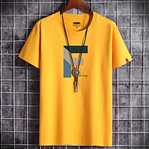 Men's T shirt Print Graphic Round Neck Casual Daily Short Sleeve Tops Lightweight Formal Breathable White Black Dark Gray Lightinthebox