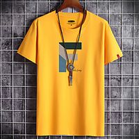Men's T shirt Print Graphic Round Neck Casual Daily Short Sleeve Tops Lightweight Formal Breathable White Black Dark Gray Lightinthebox - thumbnail