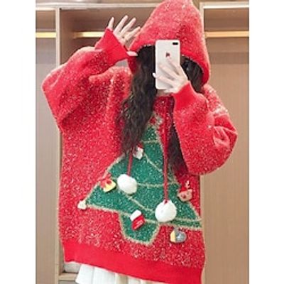 Women's Ugly Christmas Sweater Pullover Sweater Jumper Christmas Sweaters Hooded Ribbed Knit Polyester Knitted Print Fall Winter Regular Outdoor Christmas Daily Stylish Casual Soft Long Sleeve miniinthebox Women's Ugly Christmas Sweater Pullover Sweater Jumper Christmas Sweaters Hooded Ribbed Knit Polyester Knitted Print Fall Winter Regular Outdoor Christmas Daily Stylish Casual Soft Long Sleeve miniinthebox
