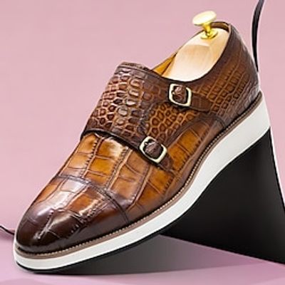 Men's Oxfords Formal Shoes Dress Shoes Walking Vintage Business Classic Office  Career Party  Evening Leather Massage Height Increasing Comfortable Lace-up Light Brown Black Fall Lightinthebox