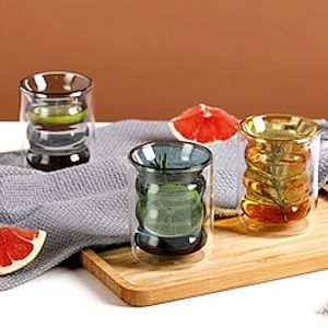 Home Creative Colorful Double Layer Coffee Glass Cup Spiral Milk Juice Double Layer Transparent High Borosilicate GlassGlass Water Cup Lightinthebox