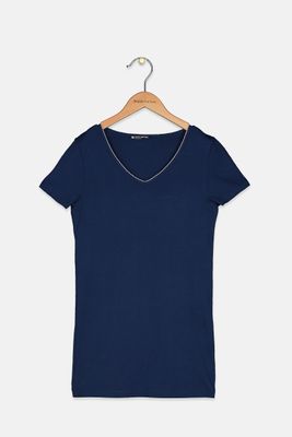 Girls Plain V-Neck Top Navy Girls Plain V-Neck Top Navy