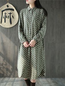 Loose Floral Print Shirt Dresse