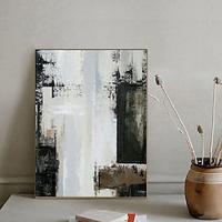 Hand Paint Large Original Abstract Cityscape Art Urban Wall Art Large Abstract Painting City Skyline Rich Texture Canvas Black White Art Lightinthebox