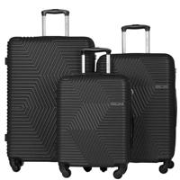 PARA JOHN Travel in Style: Sleek ABS 3-Piece Luggage Set (20"/24"/28") - BLACK