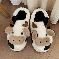 Women's Cute Cartoon Novelty Slippers, Slip On Round Toe Home Non-slip Flat Fluffy Funny Slides Shoes, Indoor Cozy Shoes miniinthebox - thumbnail