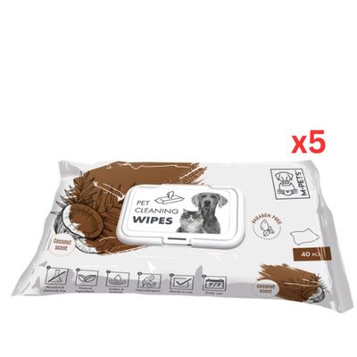 M-PETS Pet Cleaning Wipes Coconut 40pcs (Pack of 5)